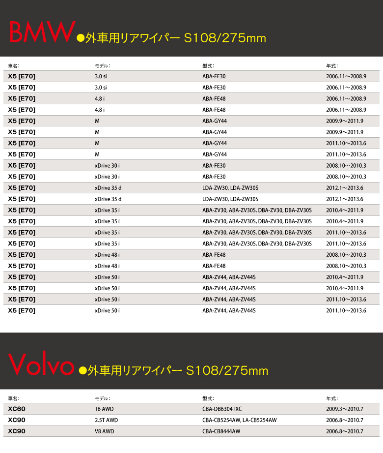 外車用一体型リアワイパー