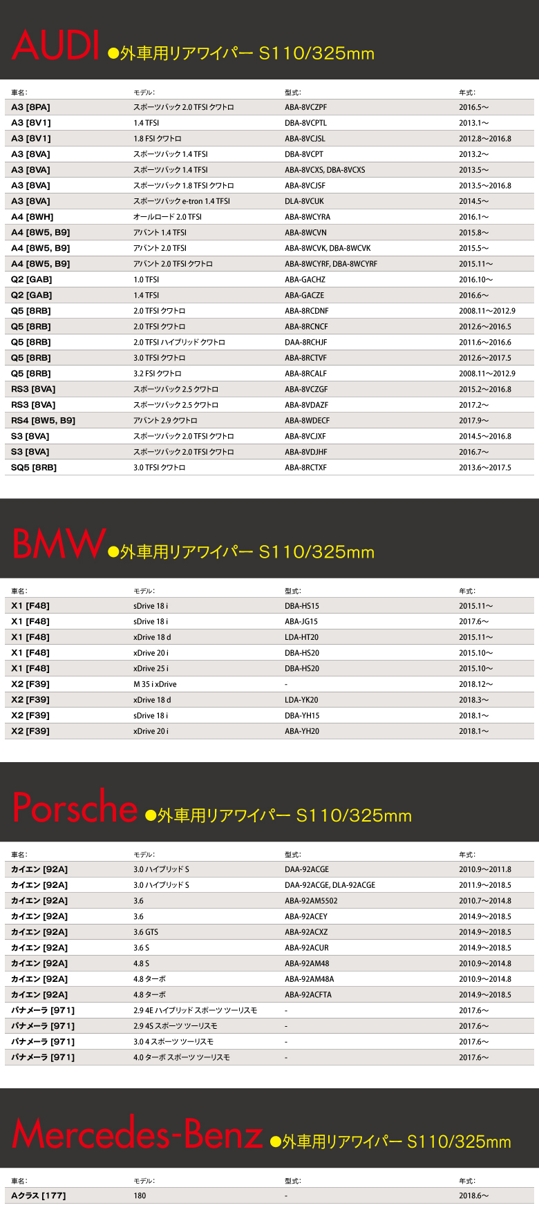 外車用一体型リアワイパー